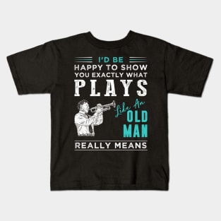 Trumpet Serenade: Exploring 'Old Man' Notes with a Humorous Twist - Shop Now! Kids T-Shirt
